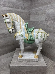 Large Tang Dynasty Style Chinese Sancai Glazed Ceramic Horse 16" Crackle Glaze  - Picture 1 of 9