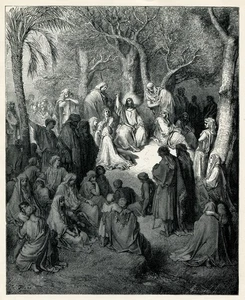JESUS CHRIST THE SERMON ON THE MOUNT Gustave Dore bible print 1890 engraving - Picture 1 of 3