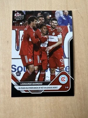 2025 Topps Now MLS 13 LEONARDO BARROSO CHICAGO FIRE ROOKIE RC BLACK 2/10 Jersey# - Image 1 of 2