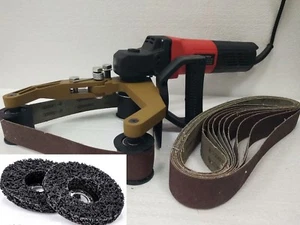 Pipe Tube Polisher 120 sanding belt 5 Strip Wheel stainless steel wood polish - Picture 1 of 8