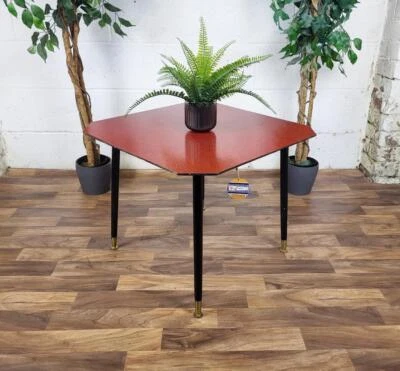 Vintage 60's Red Formica Coffee Table Black Dansette Legs Mid-Century Atomic MCM - Image 1 of 4