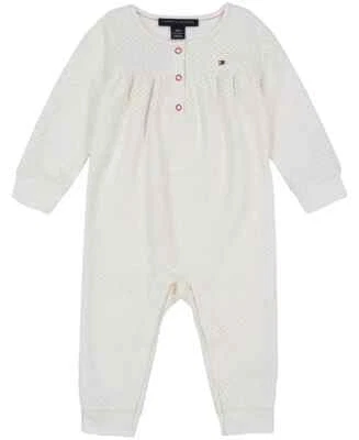 Mono Tommy Hilfiger Diamante Edredón Doble Punto Una Pc. Bebé Niñas 6-9M Blanco Foto 1 de 4