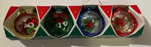 4 Vintage Jewel Brite By Decor Unbreakable Christmas Ornaments Diorama - Picture 1 of 16