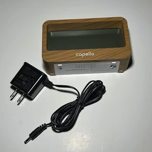 Capello Wood Digital Gray Display Portable Alarm Clock Model CA-30 With USB Port - Picture 1 of 3