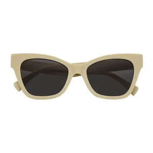 AUDREY - Womens Oversize Mid Century Modern Cat Eye Sunglasses Cream Smoke Tint - Picture 1 of 8