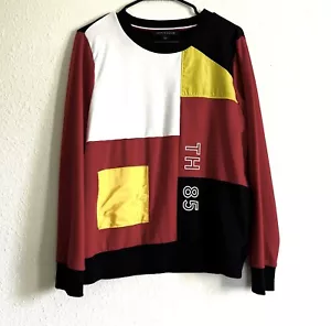 Vintage Tommy Hilfiger unisex pullover colorblock sweatshirt size L - Picture 1 of 4