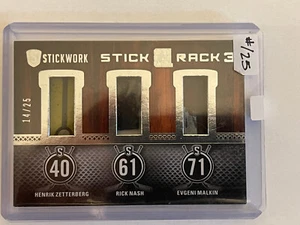 2014-15 Leaf ITG Stickwork Stick Rack 3 Zetterburg, Nash, Malkin # /25 - Picture 1 of 2