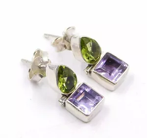 Natürlich Multi Schnitt Edelstein 925 Sterlingsilber Schmuck Handgemacht Ohrring - Bild 1 von 9