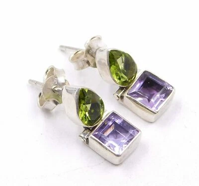 Natürlich Multi Schnitt Edelstein 925 Sterlingsilber Schmuck Handgemacht Ohrring - Bild 1 von 4