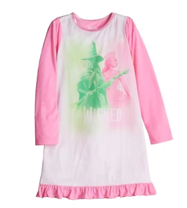 Wicked Girls Nightgown Pajamas Gown 6 8 10 Movie Elphaba Glinda Pink Green Shirt - Picture 1 of 3