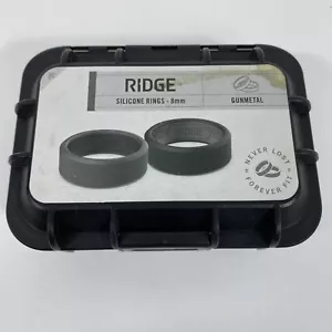 Ridge Silicone Rings For Men Beveled 8mm Color: Gunmetal And Black Size 10 - Picture 1 of 4