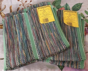 2 NWT Braided Rag Rug Striped Reversible Throw Rug 24”x 45” Mint Green Recycled - Picture 1 of 6