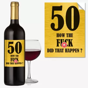 #1054 Lustig 50. Geburtstag Weinflasche Etikett unhöfliches Geschenk für Männer Frauen - Bild 1 von 2