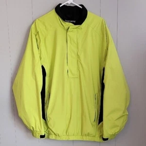 FootJoy DryJoys Mens Jacket Large Neon Yellow Golf 1/4 Zip Waterproof Hi Vis - Picture 1 of 7