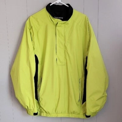 FootJoy DryJoys Mens Jacket Large Neon Yellow Golf 1/4 Zip Waterproof Hi Vis. - Image 1 of 4
