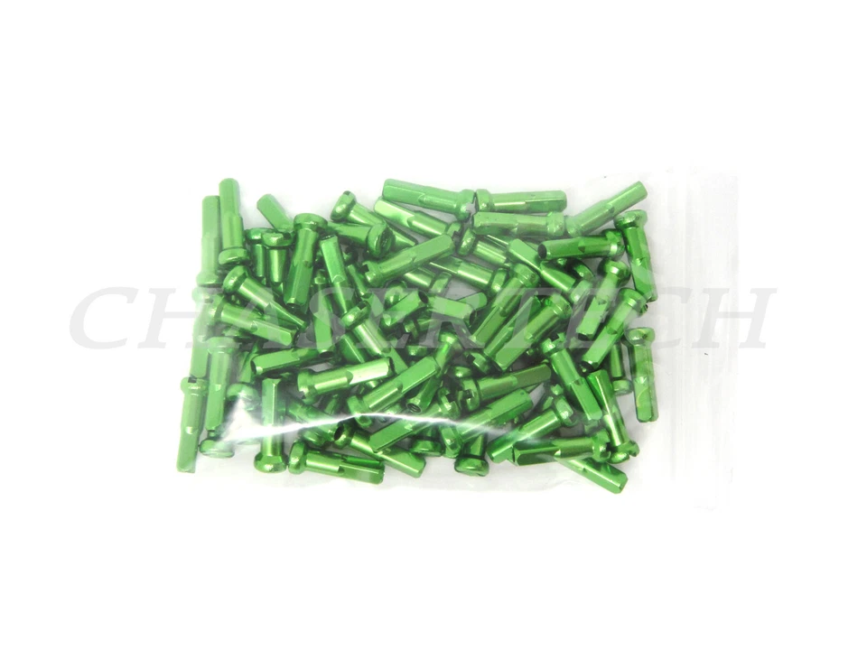 MTB Road BMX Bike 7075 Alloy Spoke Nipples 2.0mm 14G 9/16" 100 Pcs Apple Green - Image 1 of 1