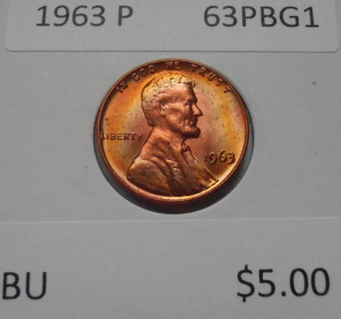 1963 P BU Lincoln Cent, Beautifully Toned (63PBG1) Cover