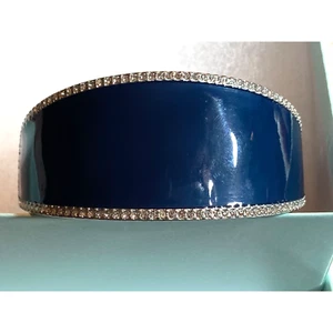 Braccialetto Magnetico Lia Sophia Blu Profondo Smalto Argento Stile Diamante Accenti - Foto 1 di 8