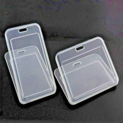 ID Card Visitor Pass Holder Double-Sided Clear School Student Work Office Lot UK - Image 1 of 4