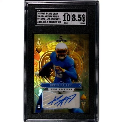 2023 Wild Card 5 Card Draw SD-KAA Keenan Allen Ace Of Hearts Auto, Gold 1/1 - Image 1 of 2