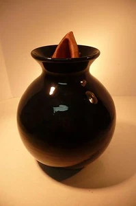 Antique Dark Blue Vase Early 1900’s Ceramiques de l’Abbaye Saint-Anne France - Picture 1 of 12