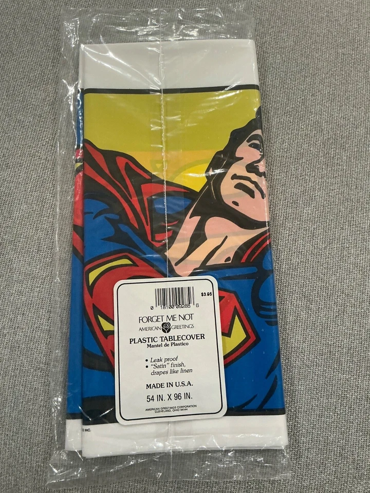 De colección 1993 American Greetings Superman Mantel Plástico 54" x 94" Fiesta Picnic Foto 1 de 4