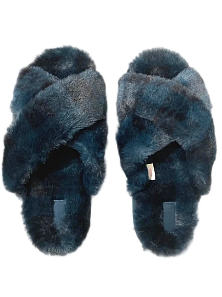 ZAPATILLAS CRUZADAS VICTORIA'S SECRET ROSA VERDE A CUADROS SUAVE FELPA SINTÉTICA PIEL GRANDES Foto 1 de 1