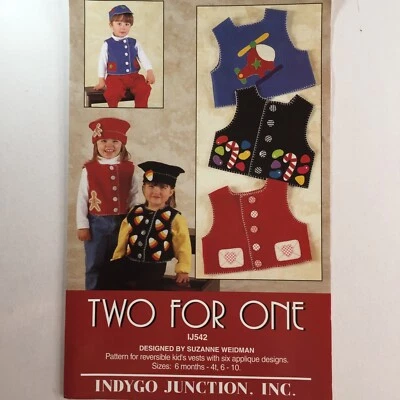 Indygo Junction Two for One Child Baby Vest Waistcoat Appliqué New Uncut Pattern - Image 1 of 4