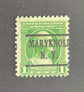 Maryknoll, New York Type 225 Precancel - 1 cent Washington Bi-Cent. U.S. #705 NY - Picture 1 of 1