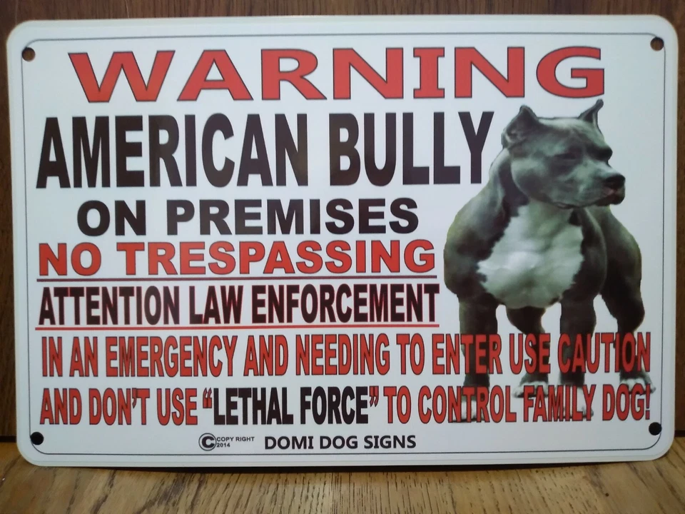 Metal Warning American Bully Dog sign For FENCE ,Beware Of Dog 8"x12"  - Image 1 of 1