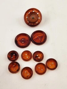 Small Lot Vintage Rust Brown Color Jacket Coat Plastic Disc Buttons - Picture 1 of 7