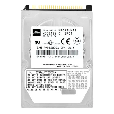 Hard Drive Toshiba 6GB MK6412MAT 512KB Cache 4200RPM ATA 2.5" Inch - Image 1 of 4