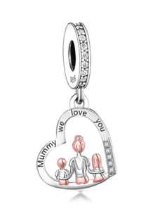 CLOSING DOWN SALE, Brand New Sterling silver 'Mummy We Love You' Dangle Charm - Picture 1 of 2