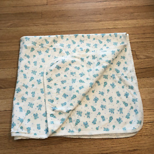 Vintage Carter's Receiving Baby Blanket Blue Toys 36" x 36" Cotton Carters Bear