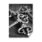 A5 - BW - Vintage Keys Secret Lock House Print 14.8x21cm 280gsm #42889