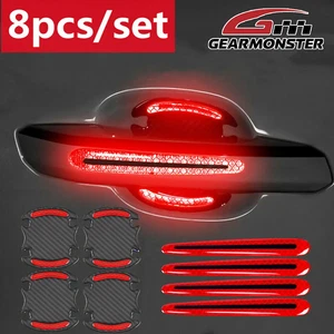 8Pcs Car Auto Door Handle & Bowl Protective Film Reflective Decor Sticker Strips - Picture 1 of 6
