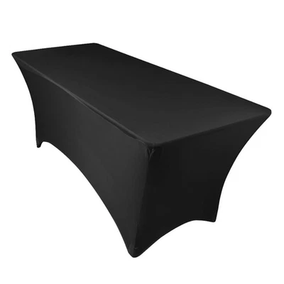 5 pc 4 6 8 ft Rectangular Fitted 48 72 96 in - Black Spandex Tablecloth - Image 1 of 4