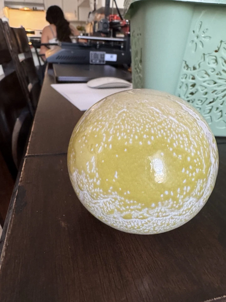 Crate And Barrel Lime green chartreuse Round Bud vase vessel  5” Tall - Image 1 of 1