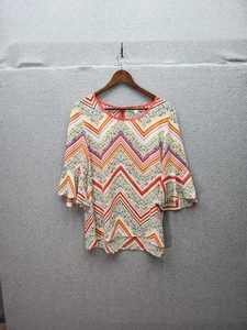 Bunte Damenbluse mit Blumenmuster und ausgestellten Ärmeln - Bild 1 von 4