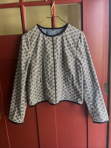 Giacca St. John reversibile a righe e diamanti bianca e blu navy 8/10 nuova senza etichette - Foto 1 di 10
