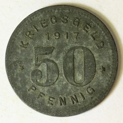 GERMANY (Witten) 50 Pfennig 1917 - Zinc - Kriegsgeld - VF - 3018 - Image 1 of 2