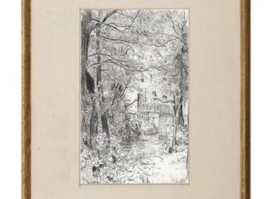 Adolph Menzel стиральная машина пейзаж деревья рисунок старый мастер академический немецкий - Изображение 1 из 4