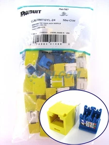 (CONFEZIONE DA 24) Panduit CJ6X88TGYL-24 Cat6a 10 Gig Mini-Com Jack, Giallo ~STSI - Foto 1 di 3