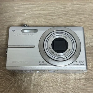 Olympus FE 370 Digital Camera Silver 8MP 5x Zoom with Battery Tested - Picture 1 of 7