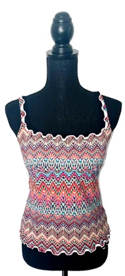 Profile By Gottex Womens Size 10 Tankini Swim Top Built In Bra Multicolor - Image 1 of 4