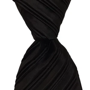 Corbata SERICA ELITE Para Hombre PLISADA 100% Seda ITALIA Lujo SÓLIDA Negra Usada en Excelente Condición Rara - Imagen 1 de 4
