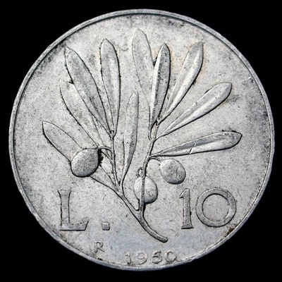 1950R Italy 10 Lire (Olivo) Coin, km90 - Great Coin 🇮🇹 🩷 🗺 - Image 1 of 4