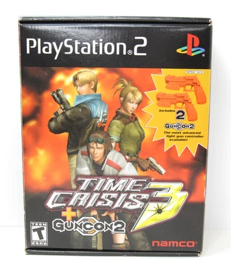 Time Crisis 3 PS2 GunCon 2 Gun Con PlayStation 2 Game Big Box Set CIB Complete - Image 1 of 4