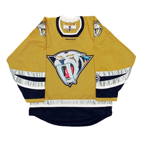 Vtg Rare NHL Nashville Predators Mustard Gold Yellow Koho Hockey Jersey. Mens M Cover