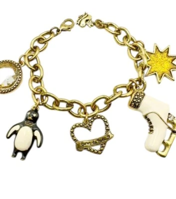Princesa ~ Vera Wang "Nacido para Rular" Patín sobre Hielo Pingüino Corazón Dije Pulsera Invierno Foto 1 de 4